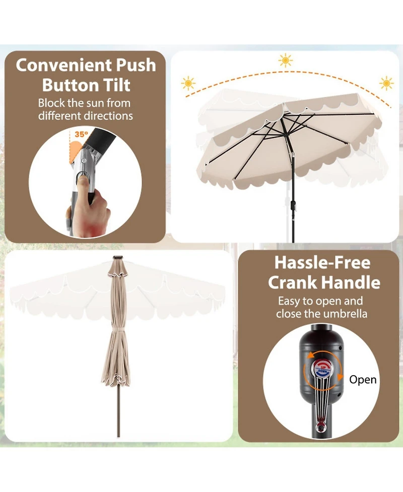 Gouun 10 Ft Solar Patio Umbrella with 24 Led Lights and Vented Top
