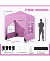 Gouun 6.5 x 6.5 Ft Pop Up Canopy Tent with 4 Sidewalls and Wheeled Bag