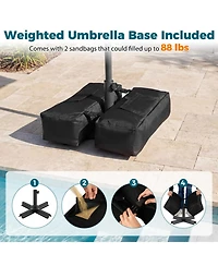 Gouun 10 Ft Outdoor Patio Umbrella with Weighted Base and Sandbag Set