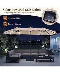 Gouun 13 Feet Double-Sided Rectangular Market Umbrella with 36 Led Lights