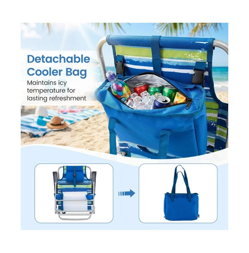 Hongge 2-Pack Folding Beach Chair with 7-Position Backrest