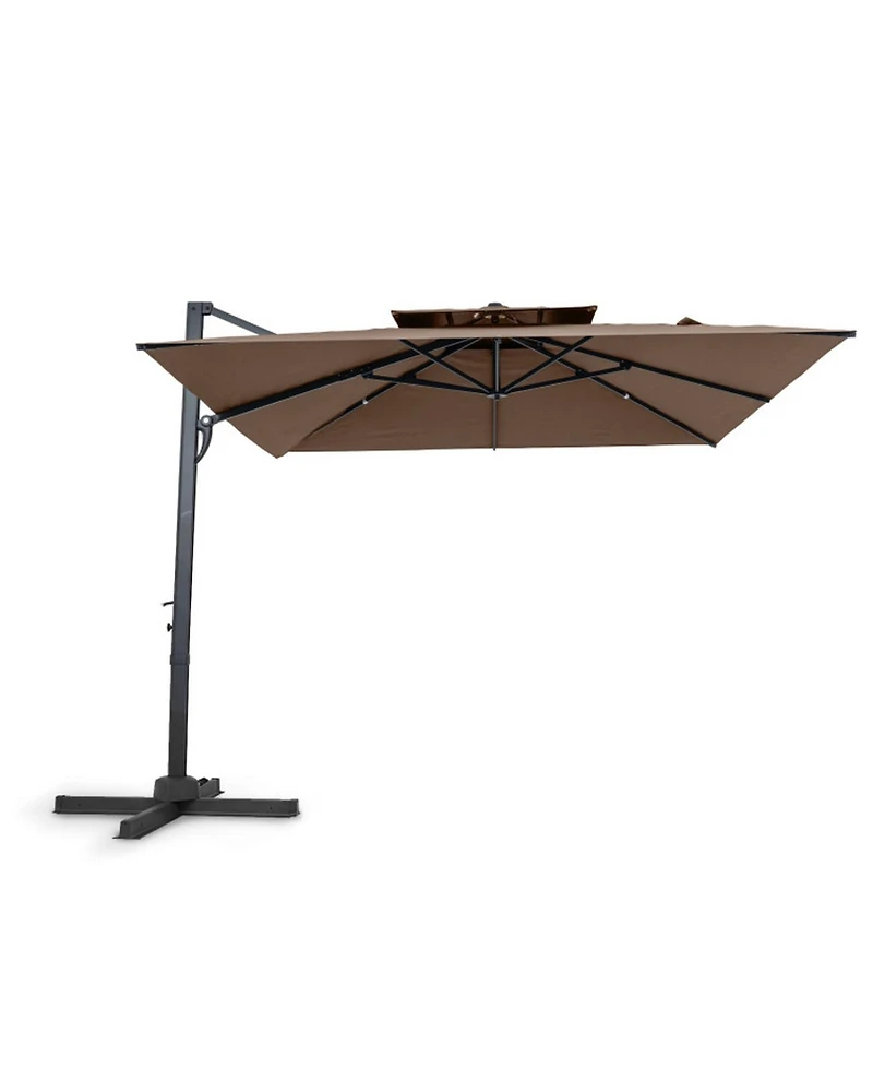 Gouun Patio Cantilever Umbrella with 360 Foot Pedal Rotation
