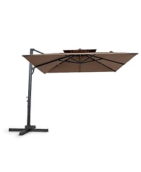 Gouun Patio Cantilever Umbrella with 360 Foot Pedal Rotation