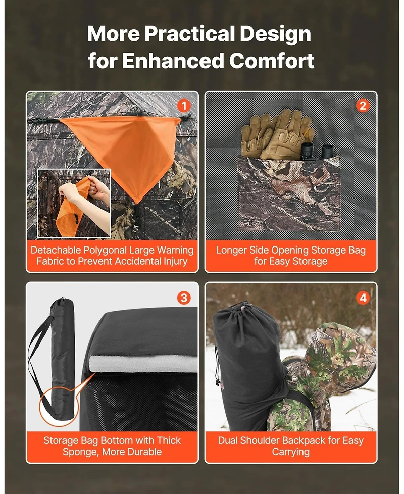 Hongge Silent Magnetic Door Ground Hunting Blind for 4 to 5 People