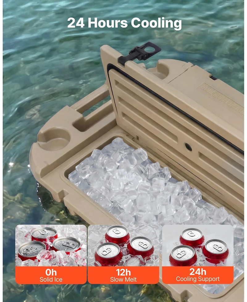 Hongge 40 Qt Floating Ice Chest Cooler with Dry Storage Compartment