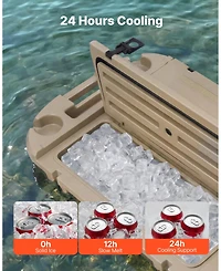 Hongge 40 Qt Floating Ice Chest Cooler with Dry Storage Compartment