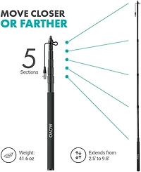 Movo Boom Mic Kit with Supercardioid Shotgun Microphone, 9.8-Foot Boom Pole, Blimp, and Deadcat Windsceens