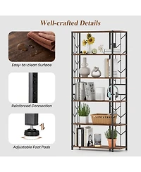 Sugift 6-Tier Geometric Bookcase with Heavy-Duty Metal Frame and Anti-Tipping Kits