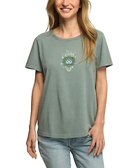 Lucky Brand Women's Heart Lotus Classic Crew Retro Graphic T-Shirt