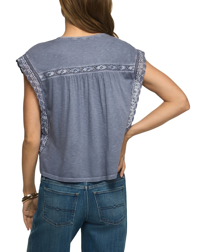 Lucky Brand Women's Embroidered Short-Sleeve Boxy Cotton-Blend T-Shirt