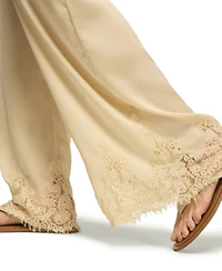 Lucky Brand Women's Pull-On Wide-Leg Lace Trim Pant