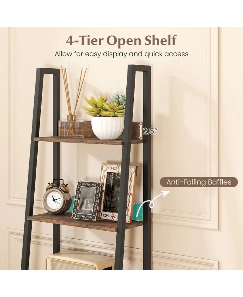 Sugift 5-Tier Ladder Bookshelf with Fabric Drawer for Home Office