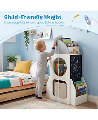 Sugift 3-Tier Kids Rocket Bookshelf Space Theme Toddler Toy Storage Organizer