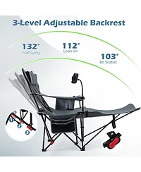 Hongge 2-in-1 Reclining Camping Chair Featuring Detachable Footrest