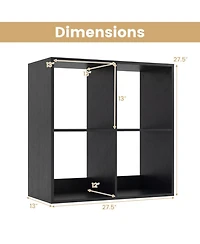 Sugift 4 Cube Bookshelf with Back Guardrail for Living Room Bedroom