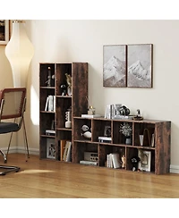 Sugift Vertical or Horizontal Freestanding Bookshelf with 7 Compartments