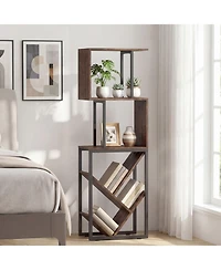 Sugift 6-Tier Floor Standing S-Shaped Geometric Tree Bookshelf Bookcase with Open Shelves
