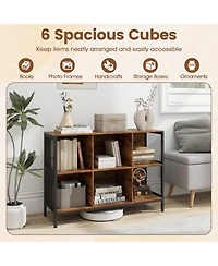 Sugift 6 Cube 42 Inch Wide Horizontal Bookcase with Accent Cubby Shelf