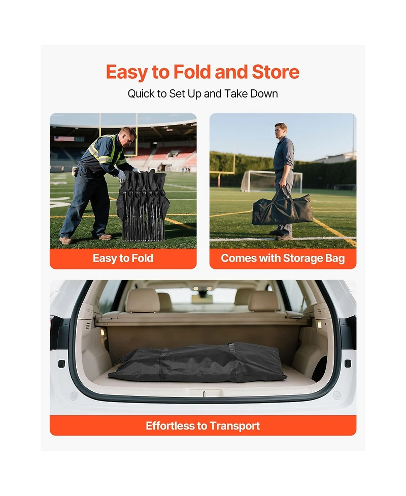 Hongge 6-Seat Portable Folding Sideline Bench with Storage Pockets