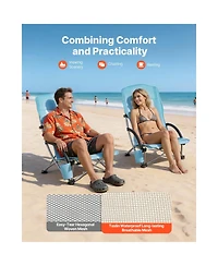 Hongge Extra Wide High Back Folding Beach Chair Rated to 330 lbs