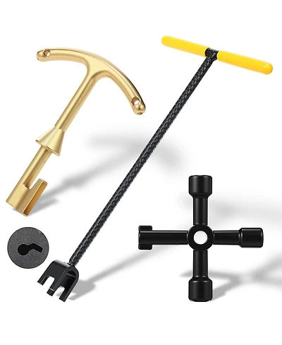 Xdovet Water Meter Key 17 Inch Steel Wrench T-handle 4-way Valve Tool