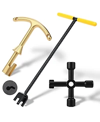 Xdovet Water Meter Key 17 Inch Steel Wrench T-handle 4-way Valve Tool