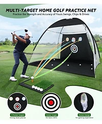 Aofar Golf Practice Net With Mat For Chipping Swing Driving Indoor Outdoor Gifts Golfers 10x7feet