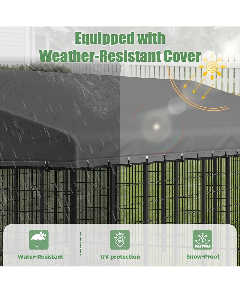 Aecojoy 10x20 Ft Outdoor Dog Kennel Extra Large Run with Roof Rust Resistant Steel Tube