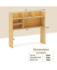Sugift Desktop Bookshelf Storage Hutch With 6 Shelves and Adjustable Shelf