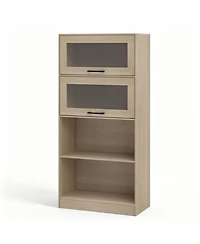 Sugift 4-Tier Bookshelf with Storage Cabinets and Open Compartments