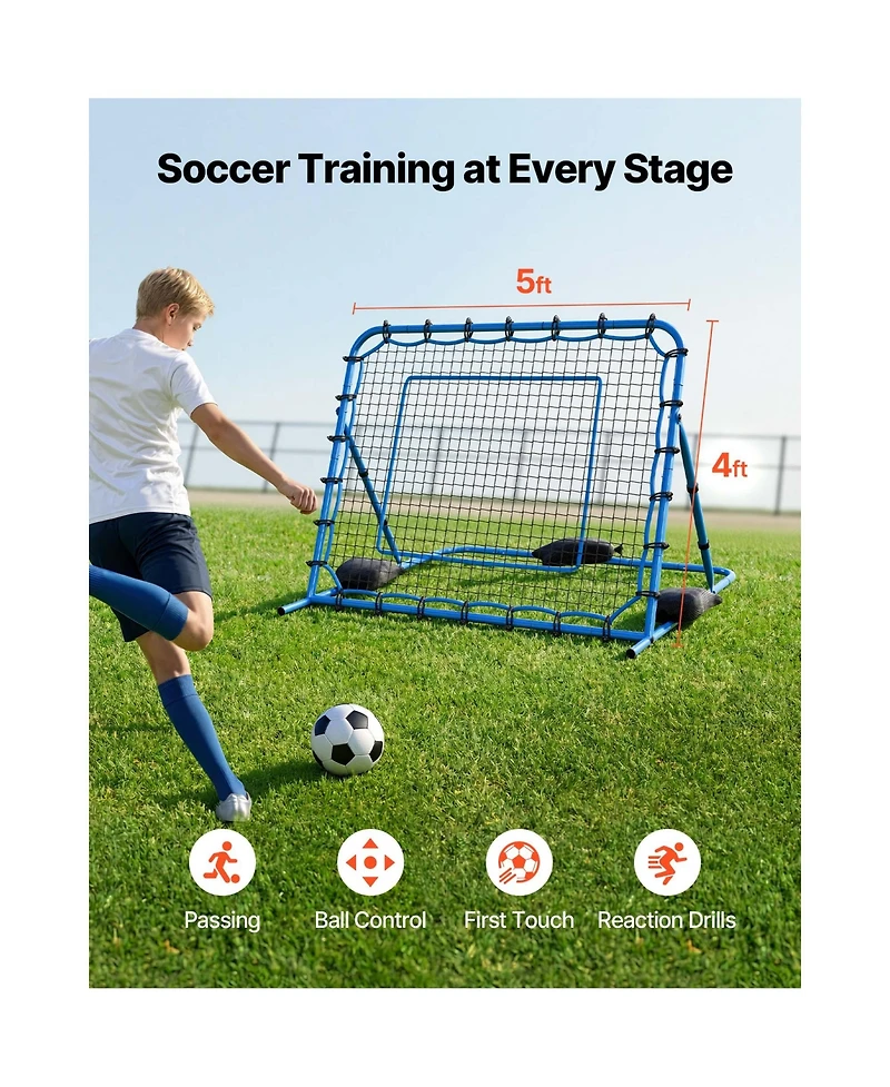 Hongge 5 x 4 ft Quick-Switch Angle Soccer Goal Rebounder Net
