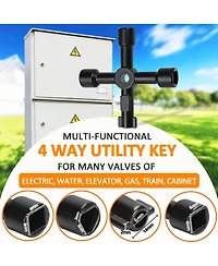 Xdovet Water Meter Key 4-Way Shut Off Wrench T-Handle Valve Tool
