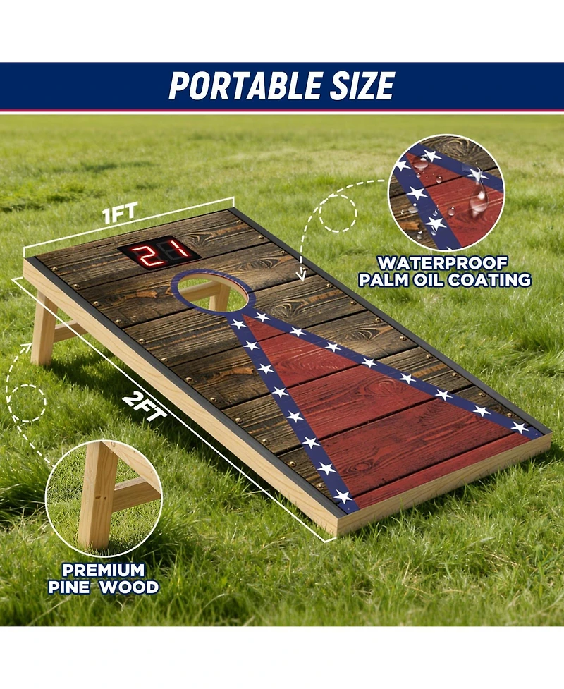 Aofar Electronic Cornhole Set Automatic Scoring Sensing Wood 8 Bags Carry Case 2x1feet