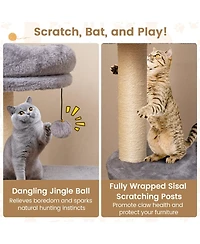 Sugift 40 in Multi-level Cat Tower with Condo and Dangling Jingle Ball
