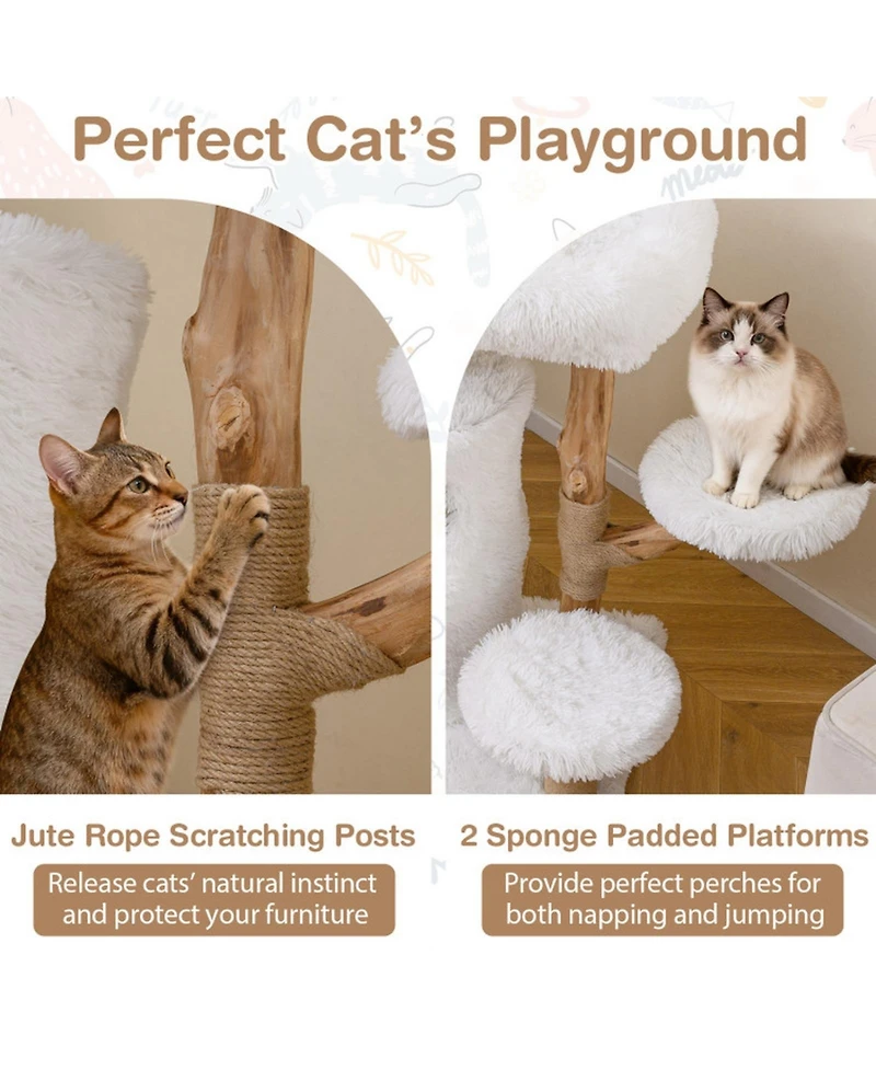 Sugift Modern Cat Tree for Indoor Cats 30.5in Cat Tower with Real Solid Wood Branches