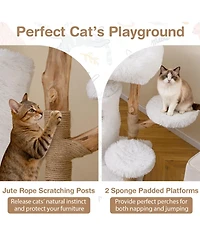 Sugift Modern Cat Tree for Indoor Cats 30.5in Cat Tower with Real Solid Wood Branches