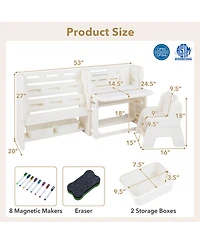 Sugift Kids Writing Desk and Chair Set with Side Bookshelves