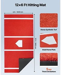 Hongge 12 x 6 ft Anti-Fade Synthetic Turf Baseball Batting Mat
