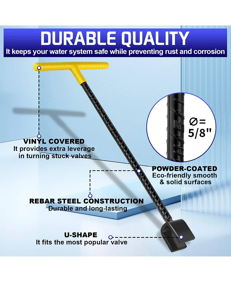 Xdovet Water Meter Key Shut Off Tool T-handle Wrench Valve Curb Main Underground