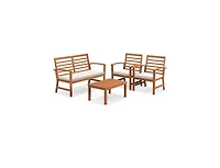 Boyel Living 4 Pieces Outdoor Furniture Set with Stable Acacia Wood Frame