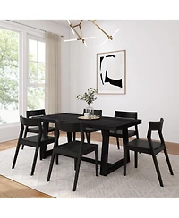 Plank+Beam 72" Classic Solid Wood Dining Table Set + 6 Chairs