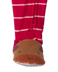 Carters Baby Boys' Moose Striped 2-Way Zip Dream Plush Snug-Fit Footed Pajama
