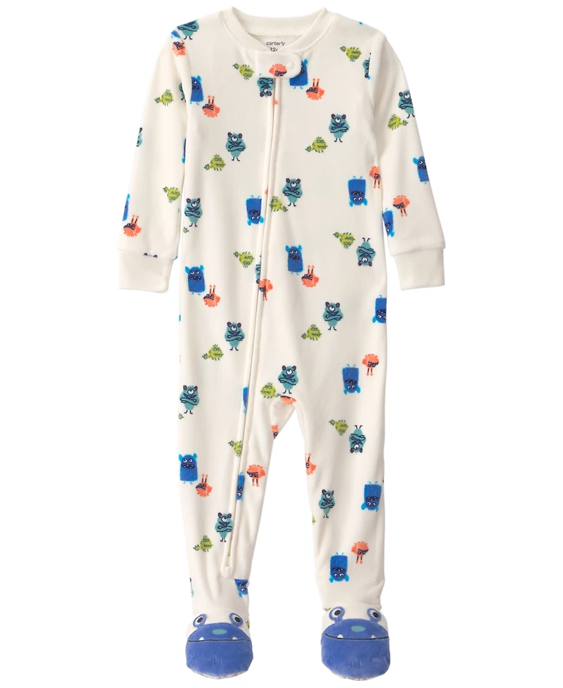 Carters Baby Boys' Monster 2-Way Zip Dream Plush Snug-Fit Footed Pajama
