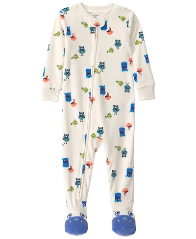 Carters Baby Boys' Monster 2-Way Zip Dream Plush Snug-Fit Footed Pajama