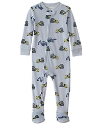 Carters Baby Boys' Construction 2-Way Zip Dream Plush Snug-Fit Footed Pajama