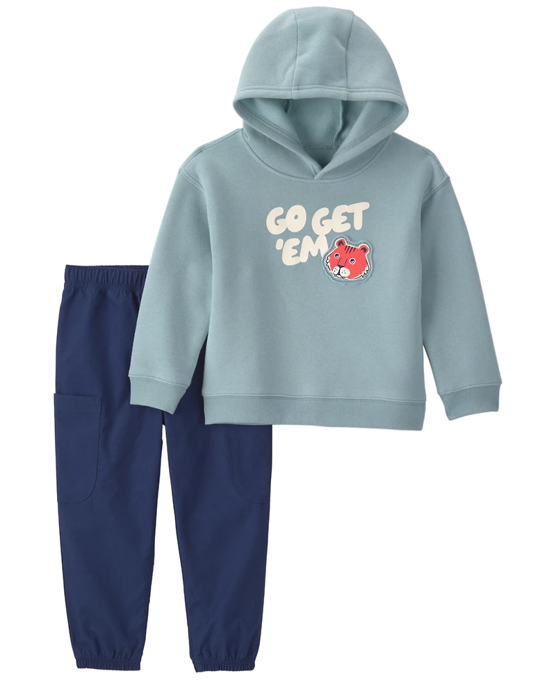 Carter's Baby Boys' Go Get Em Tiger Graphic Fleece Hooded Sweatshirt and Pants, 2-Piece Set