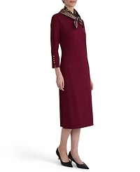 Jones New York Women's 3/4-Sleeve Midi Dress with Combo Scarf