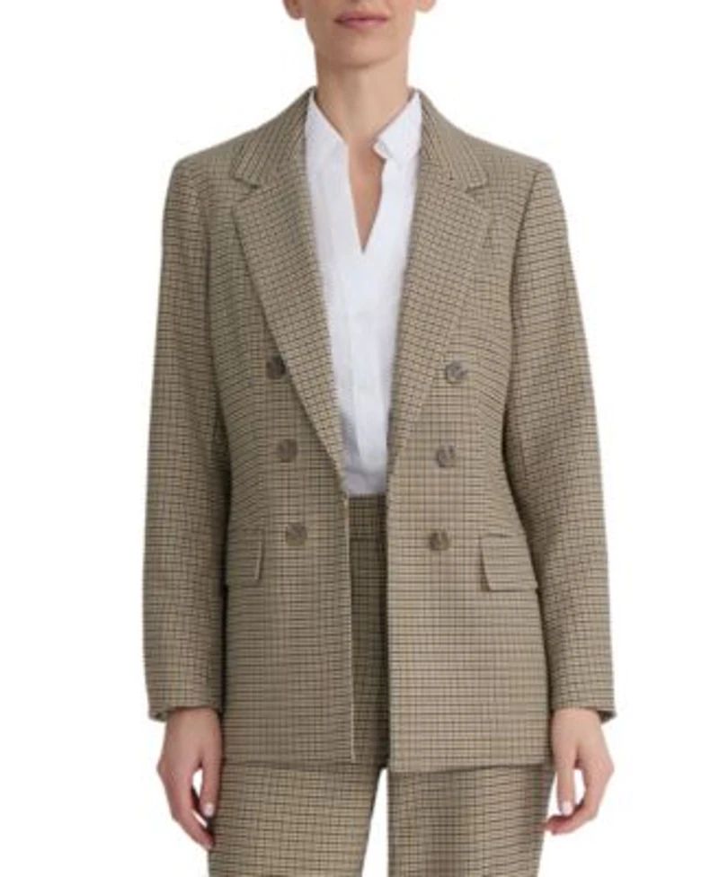Jones New York Womens Mini Houndstooth Faux Double Breasted Jacket