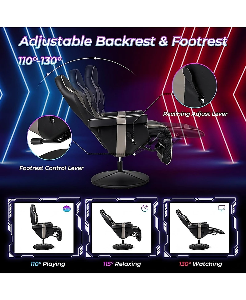 Sugift Massage Video Gaming Recliner Chair with Adjustable Height