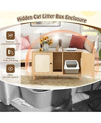 Sugift 43 in Cat Litter Box Enclosure with Double Rooms and 2 Sisal Scratching Mats